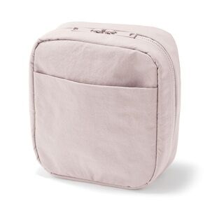 Muji Wrinkle Nylon Wide-Opening Cosmetic Bag/Square Pouch_Light Pink_NWT
